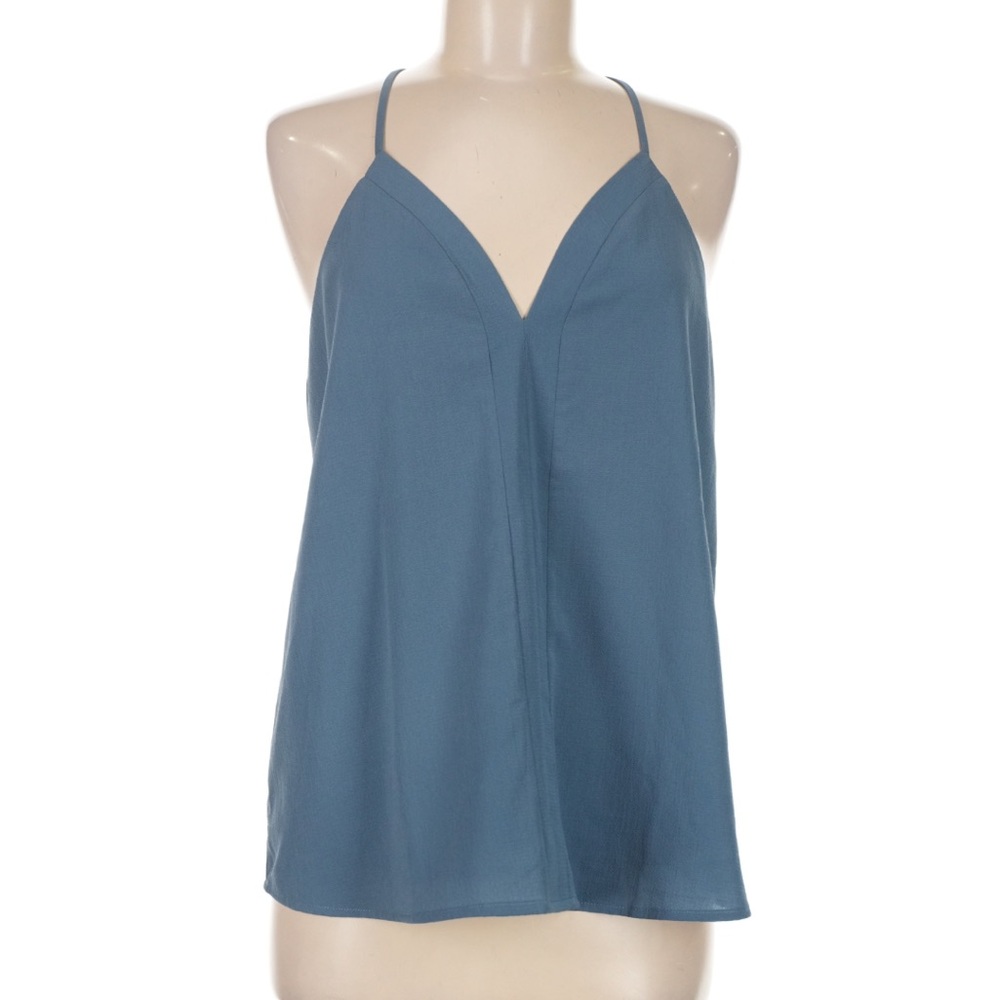 Dusty Blue Spaghetti-Strap V-Neck Tank Top